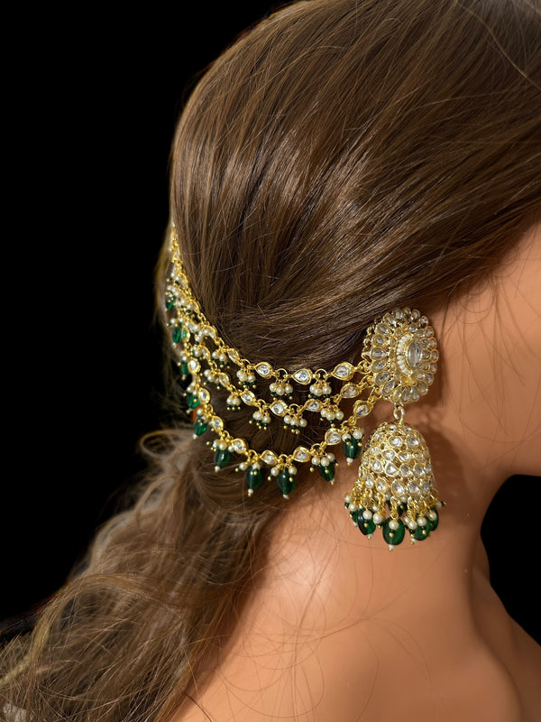 Kundan jhumka earrings with ear supports   ( READY TO SHIP )