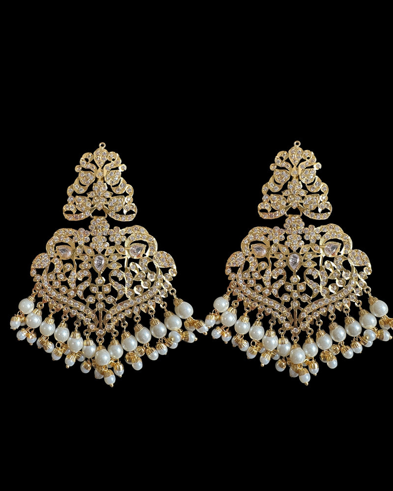 DNS211 Neeli Elegant Gold-Plated Necklace Set with Zircons & Shell Pearls ( READY TO SHIP )