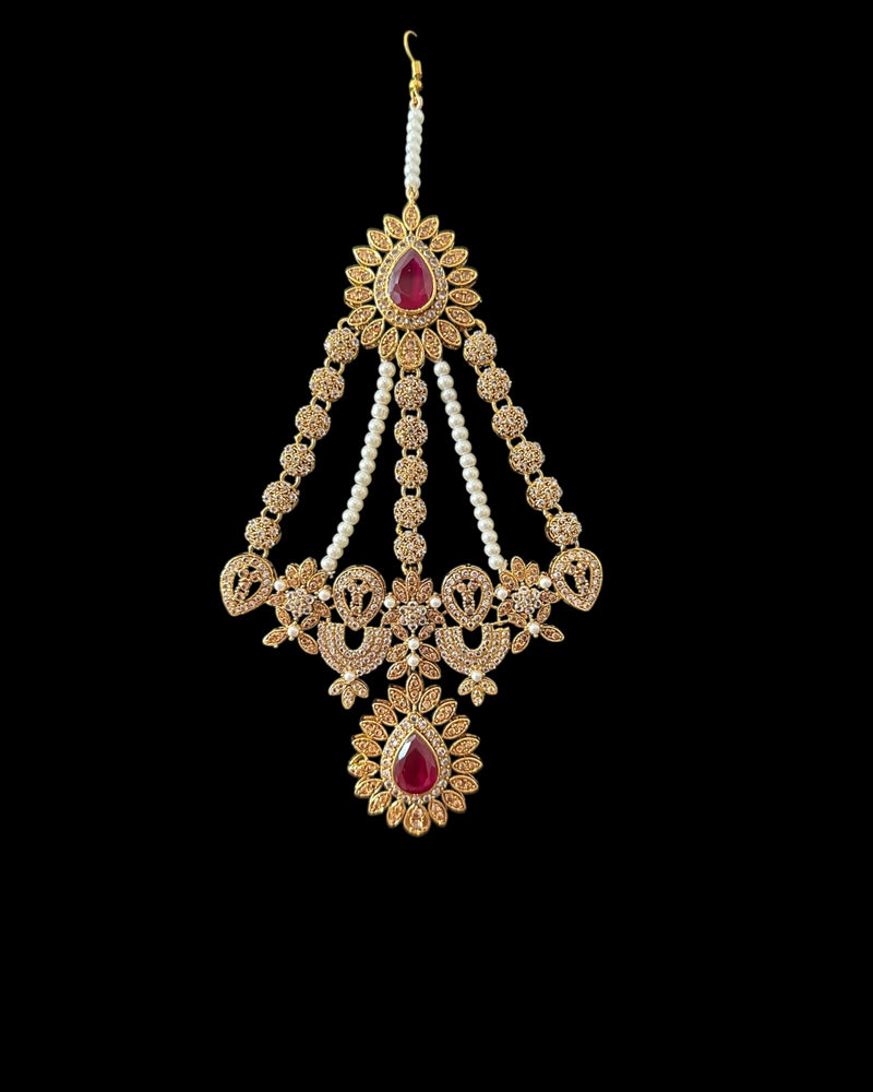 BR463 Ruby and zircon bridal set ( READY TO SHIP)