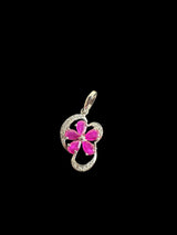 Cz pendant - silver plated with ruby , stones ( READY TO SHIP )