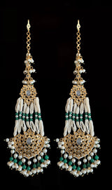 DER84 Lana jhoomar earrings - emerald   ( SHIPS IN 4 WEEKS )