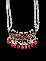 PS508 Tirmani in Rubies with Freshwater Pearls and Chandbali Earrings – Gold-Plated Lightweight Jewelry( READY TO SHIP )