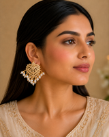 ST2 Mehwish jadau studs in pearls  ( READY TO SHIP )