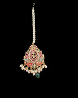 DJET20 Navratan Jadau Earrings tika  – Gold-Plated Elegance ( READY TO SHIP )