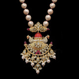 PS392  pendant set in pearls with Polki ( READY TO SHIP )