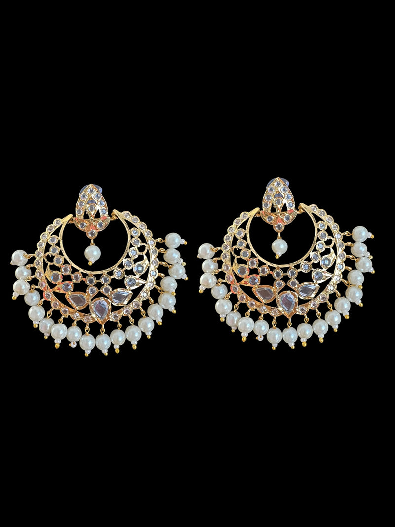 DER722 Noor chandbali in shell  pearls ( READY TO SHIP )