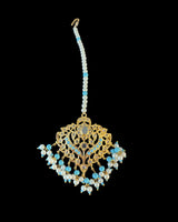 BR598 Leah bridal set in turquoise with pearls   (READY TO SHIP)
