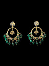 PS512 Tirmani with chandbali in green beads ( READY TO SHIP )