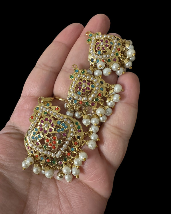 PS545 Ayeza jadau navratan pendant set ( READY TO SHIP )