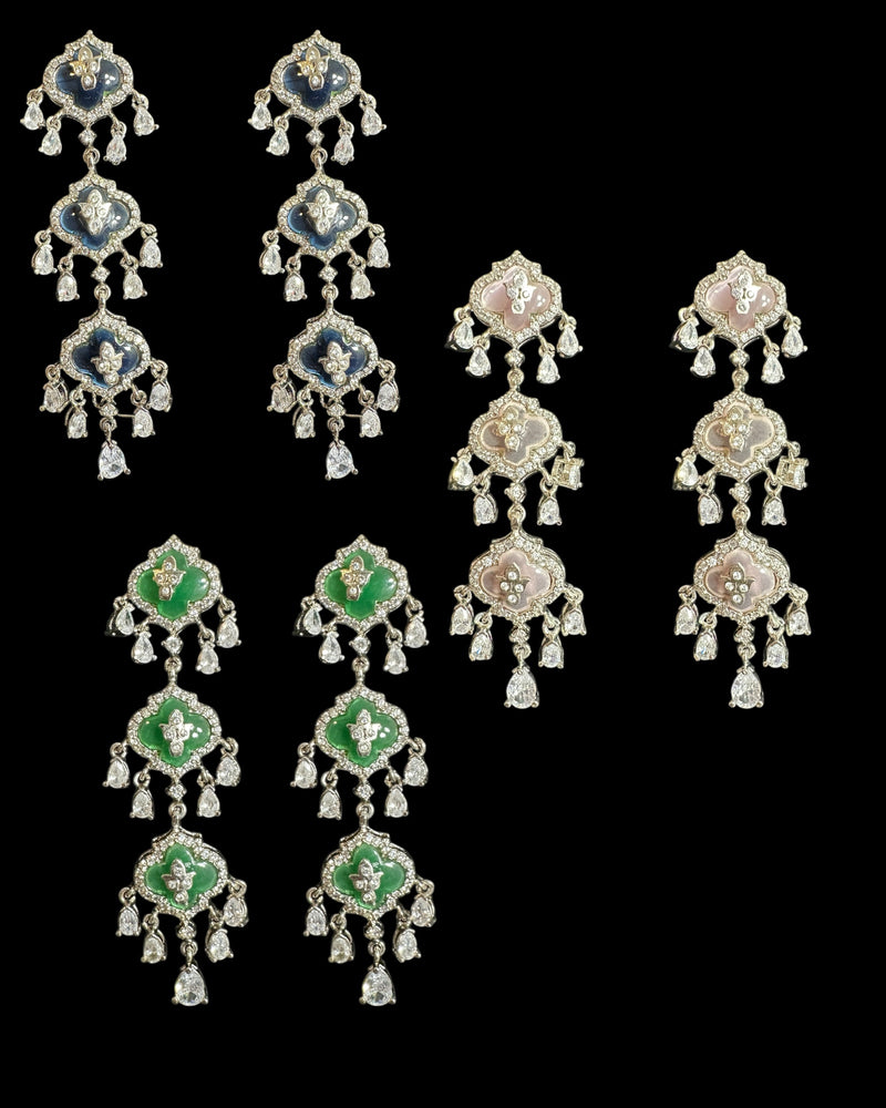 DER720 Mirha earrings gemstone with Cz ( READY TO SHIP )