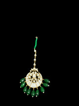 DJTK342 kundan tika - oversized with green beads ( READY TO SHIP )