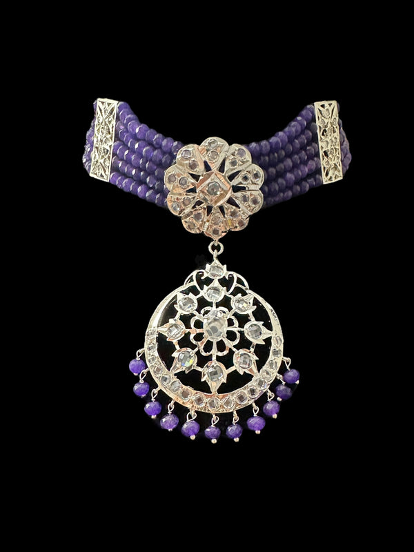 C511 Viya choker in amethyst beads ( READY TO SHIP )