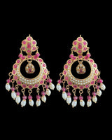 Ruby pearl gold plated silver chandbali earrings ( READY TO SHIP )