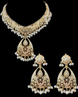 Fresh water pearl Jadau Necklace Set in Gold Plated Silver ( READY TO SHIP )