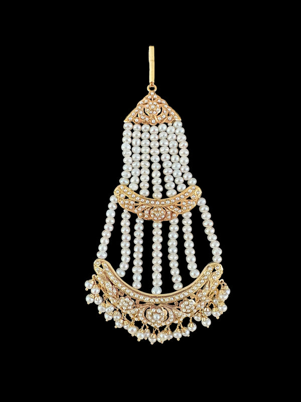 Fresh water pearl Bridal Jadau jhoomar in Gold Plated Silver ( READY TO SHIP )