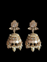 Savera Polki jhumka and tika set in mother of pearls ( READY TO SHIP )