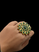 DJR37  Kundan ring  green ( READY TO SHIP )