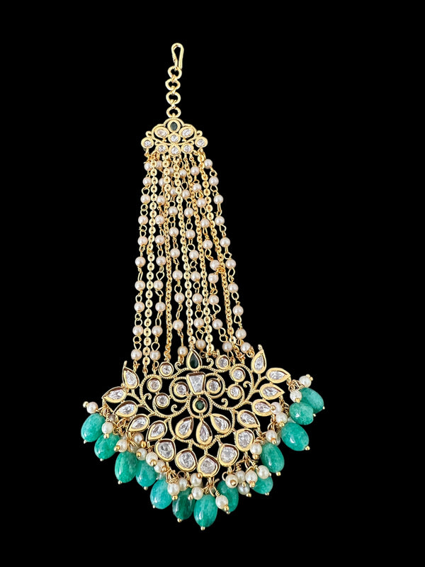 DJHR146 Gold plated high quality Polki jhoomar - Green ( READY TO SHIP )