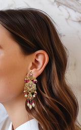 Delicate Ruby emerlad necklace set in-gold plated silver ( READY TO SHIP )