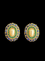 Gold plated jadau silver pendant set in emerald sapphire  ( READY TO SHIP )