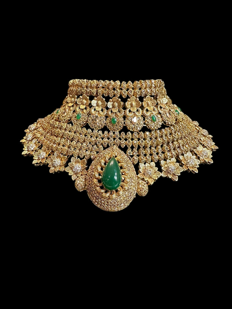 Mehtab bridal set in emerald ( READY TO SHIP )
