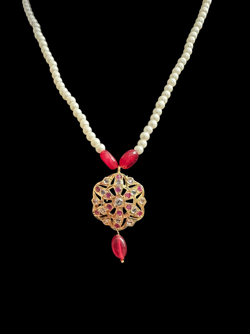 PS487 pendant set with ruby quartz  beads ( READY TO SHIP )