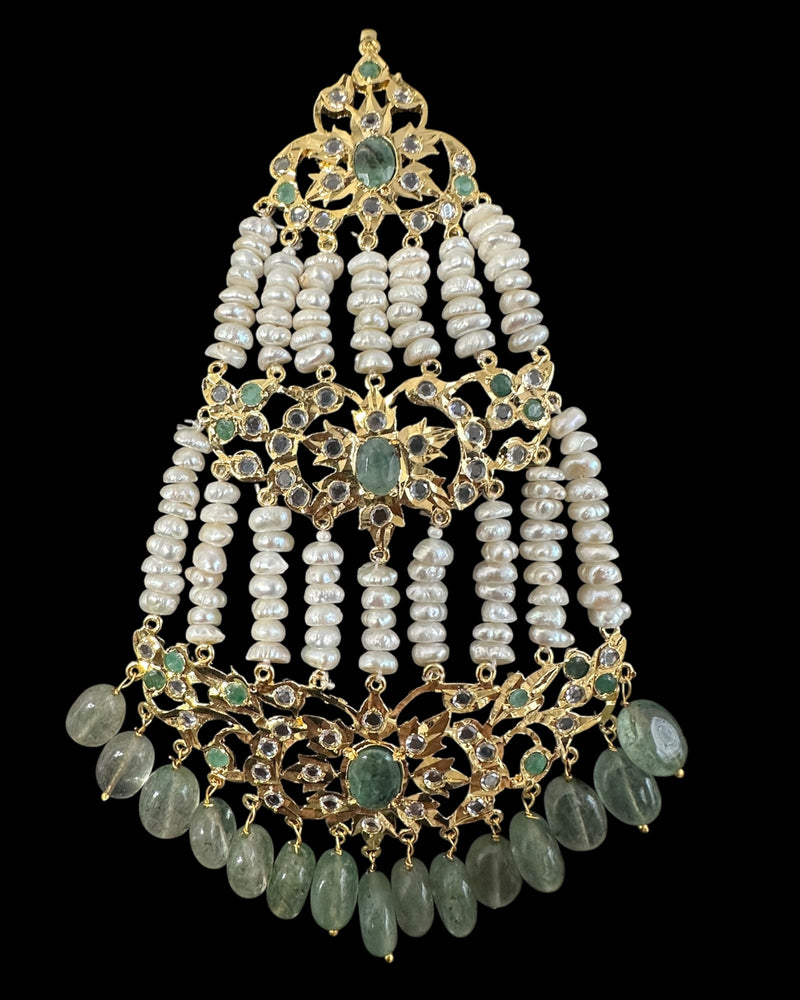 Insia bridal jadavi lacha satlada set in emeralds , ( READY TO SHIP )