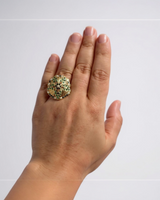 Emerald & Sapphire Delicate Gold-Plated Ring – Adjustable | 92.5 Silver & Freshwater Pearls ( READY TO SHIP )
