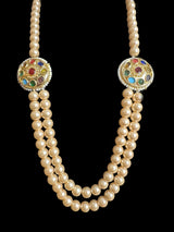 Kundan mala style  necklace - golden pearls   ( READY TO SHIP )