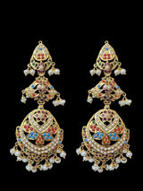 Navratan / Multicolored Jadau Necklace Set in Gold Plated Silver ( READY TO SHIP )