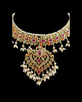 BR600 Ekta Gold-Plated Bridal Set with Earrings, Tika & Jhoomar –Navratan  ( READY TO SHIP ) (Copy)