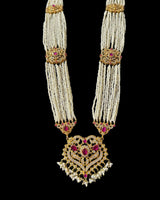BR465 RAABYA ruby and pearl with zircon bridal choker set with earrings tika ( READY TO SHIP )