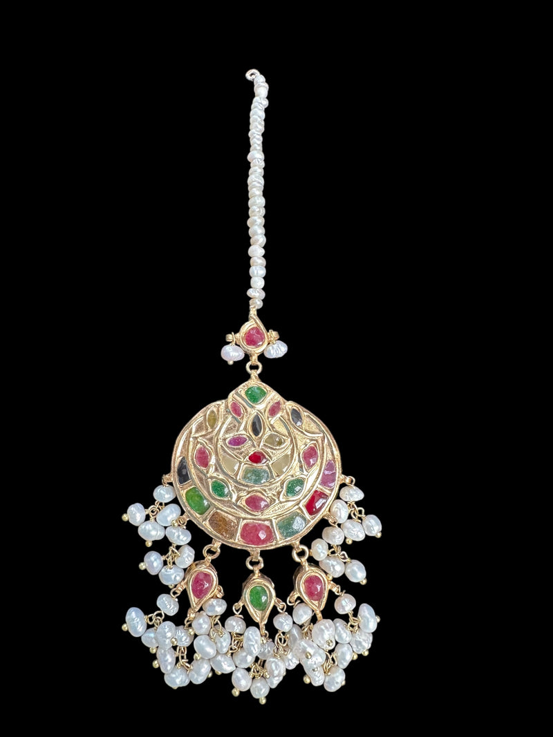 Naheed navratan bridal set with fresh water pearls and gemstones ( READY TO SHIP )