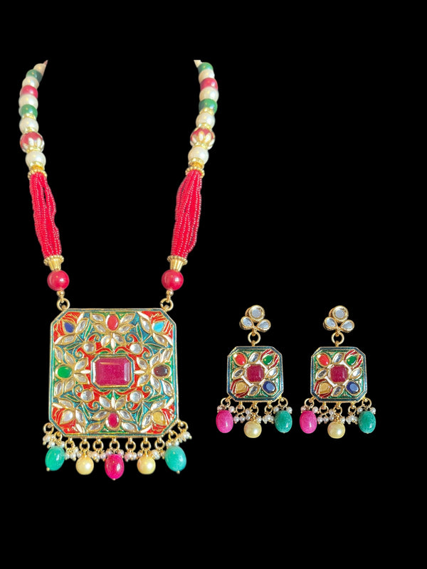 PS538 Sitara navratan kundan mala set with earrings ( READY TO SHIP )t