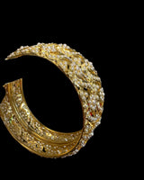 B823 Gold-Plated Jadau Pearl Bangles – Classic Non-Openable Design ( READY TO SHIP )