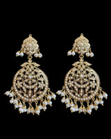 Gold-Plated Jadau Silver Earrings in Freshwater Pearls ( READY TO SHIP )