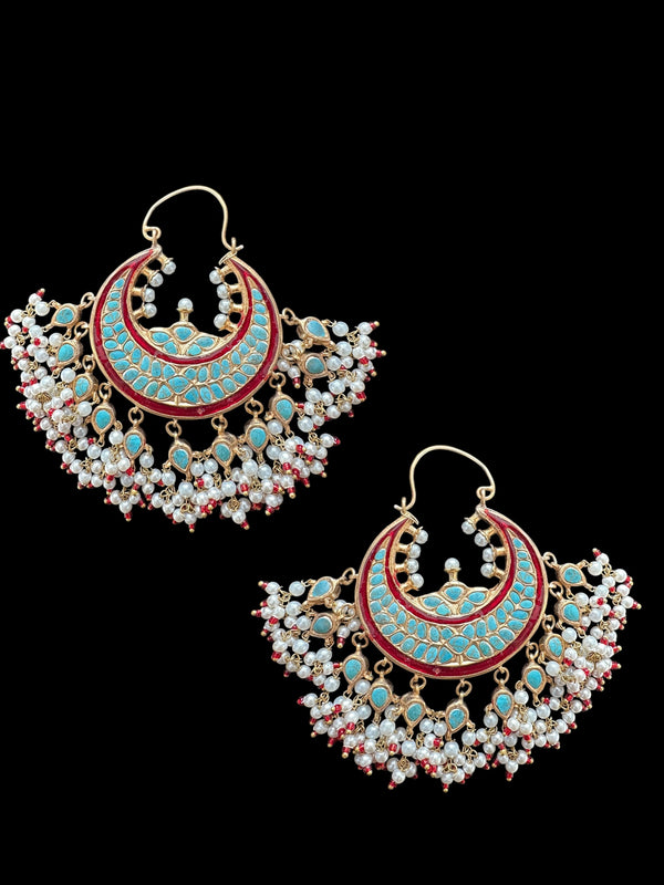 DER638 Turquoise Ruby chandbali earrings ( READY TO SHIP )