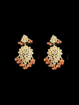 DLN122 Alvira long necklace with earrings in real carnelian beads ( READY TO SHIP )