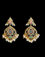 DNS502 Navratan Jadau Necklace Set with Earrings & Tikka | Gold Plated Semi-Precious Stone Jewelry
( READY TO SHIP )