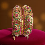 B822 multicolor Bangles in Ruby, Emerald & Pearls ( READY TO SHIP )