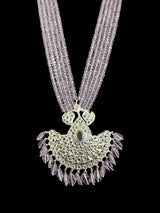 Khushi long necklace with earrings in real amethyst beads ( READY TO SHIP )