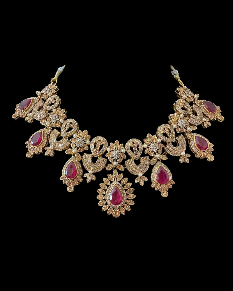 BR463 Ruby and zircon bridal set ( READY TO SHIP)