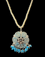 PS526  Maira  pendant set in turquoise - silver plated   ( READY TO SHIP)