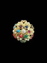 Navratan Gold-Plated Silver Adjustable Ring ( READY TO SHIP )