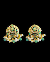 DNS505 Gold Plated Jadau Emerald Pearl Necklace Set with Earrings  ( READY TO SHIP )