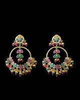ER21 Chandbali in ruby emerald pearl combination ( READY TO SHIP )