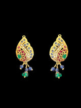 Gold plated jadau silver pendant set in emerald sapphire  ( READY TO SHIP )