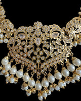 DNS211 Neeli Elegant Gold-Plated Necklace Set with Zircons & Shell Pearls ( READY TO SHIP )