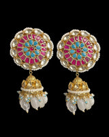 DER779 pachi kundan jhumka earrings ( READY TO SHIP )