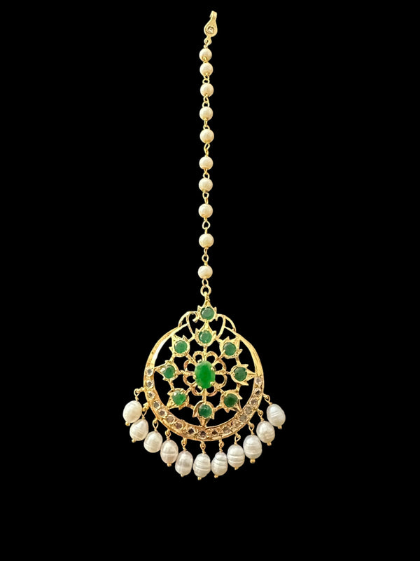 DJTK306 Naira tika in fresh water pearls  - GREEN ( READY TO SHIP )